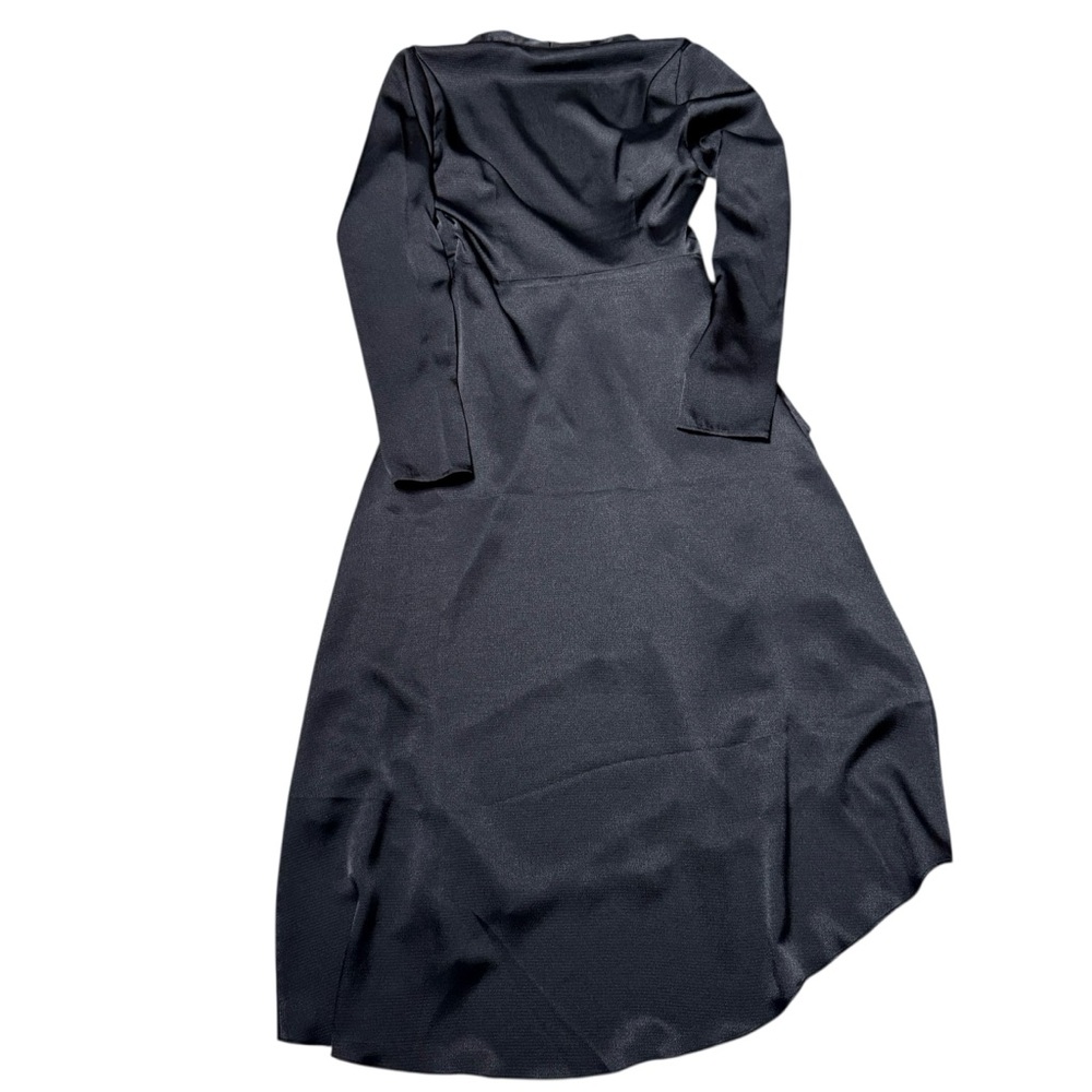 Equipment NWT Adisa Womens Satin V-Neck Wrap Dress Black Asymmetrical Hem Size 2 - Picture 5 of 10
